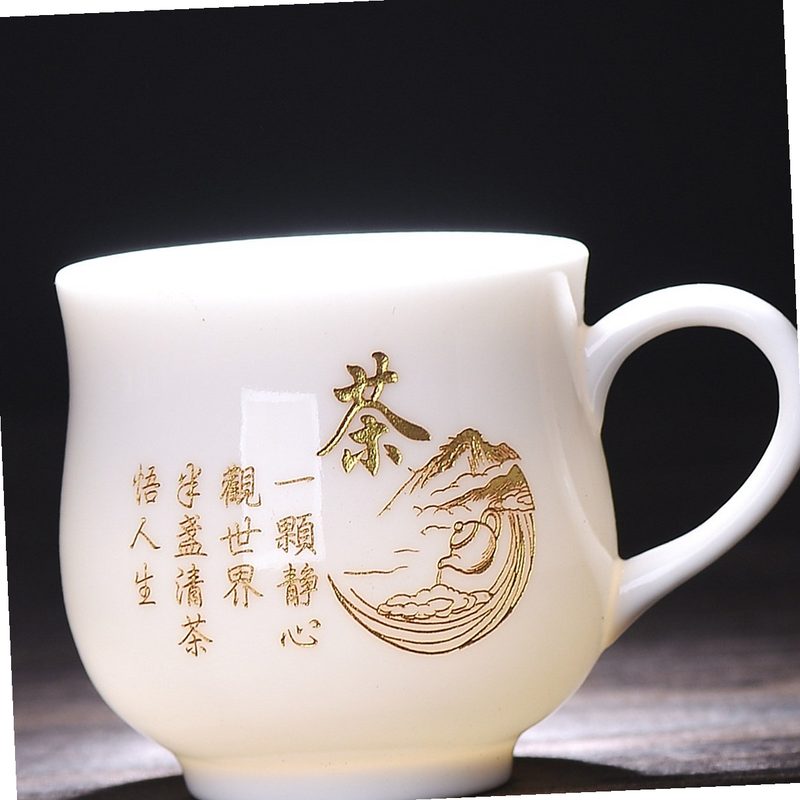 白瓷带把品茗杯 家用主人杯 细节图1