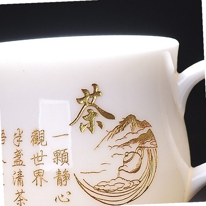 白瓷带把品茗杯 家用主人杯 细节图2