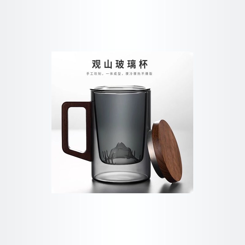 玻璃茶水分离杯 带滤网