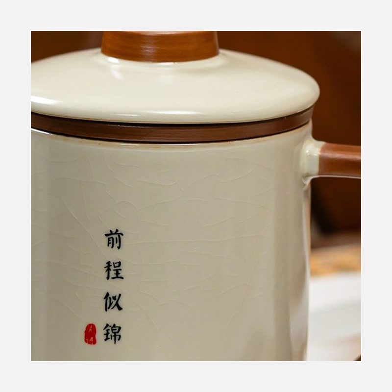 汝窑带盖办公杯 细节图2